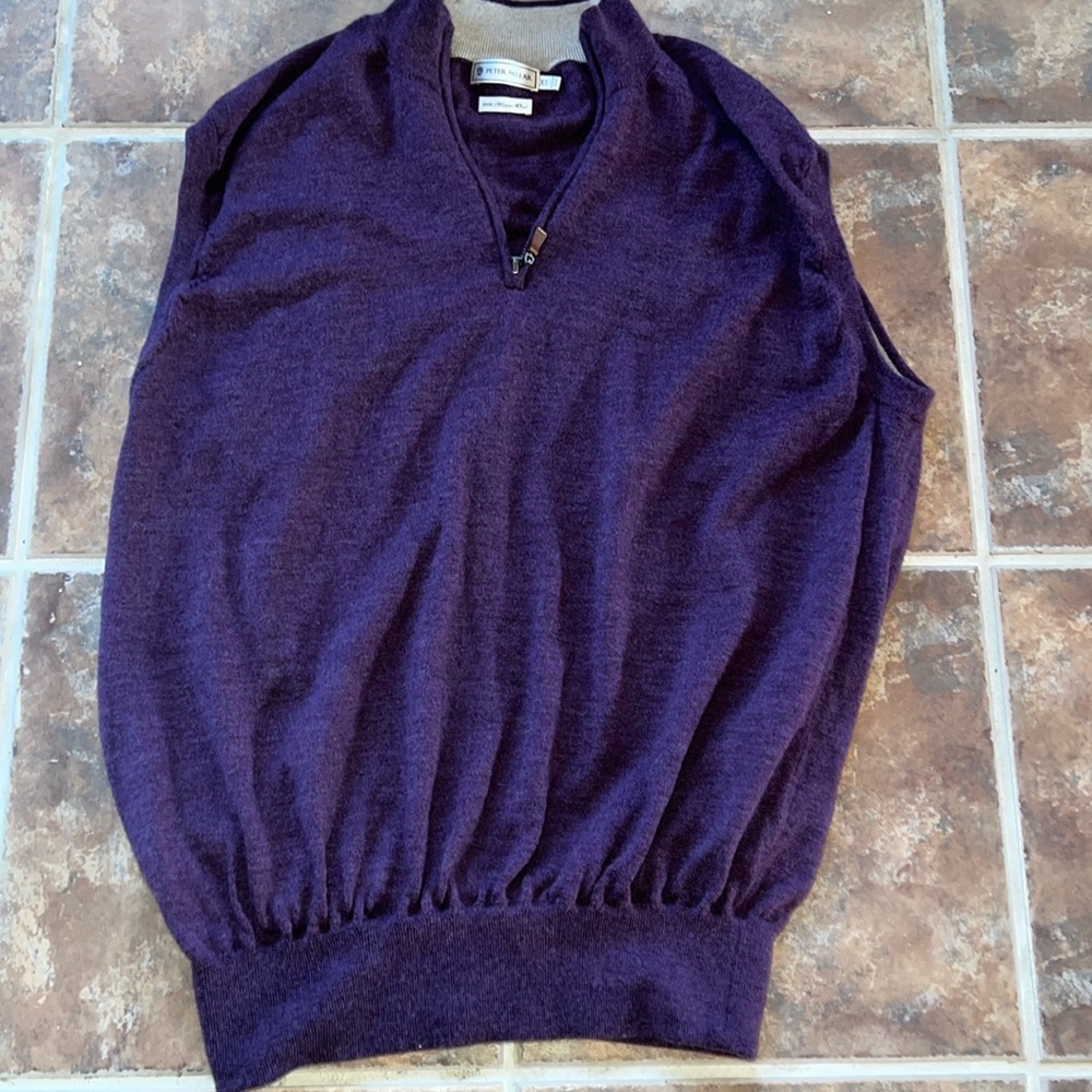 Peter Millar Men's Deep Purple 3/4 Zip Up Sweater vest
